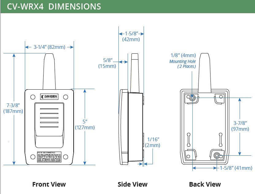 CV-WRX4 Dimensions